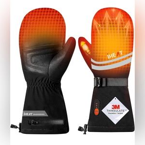 NWT Unisex Heated Gloves 7.4V Rechargeable Battery Mittens with 3M/XL Black